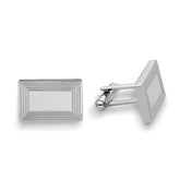 Stainless Steel Rectangle Cufflinks W/3-Line Frame